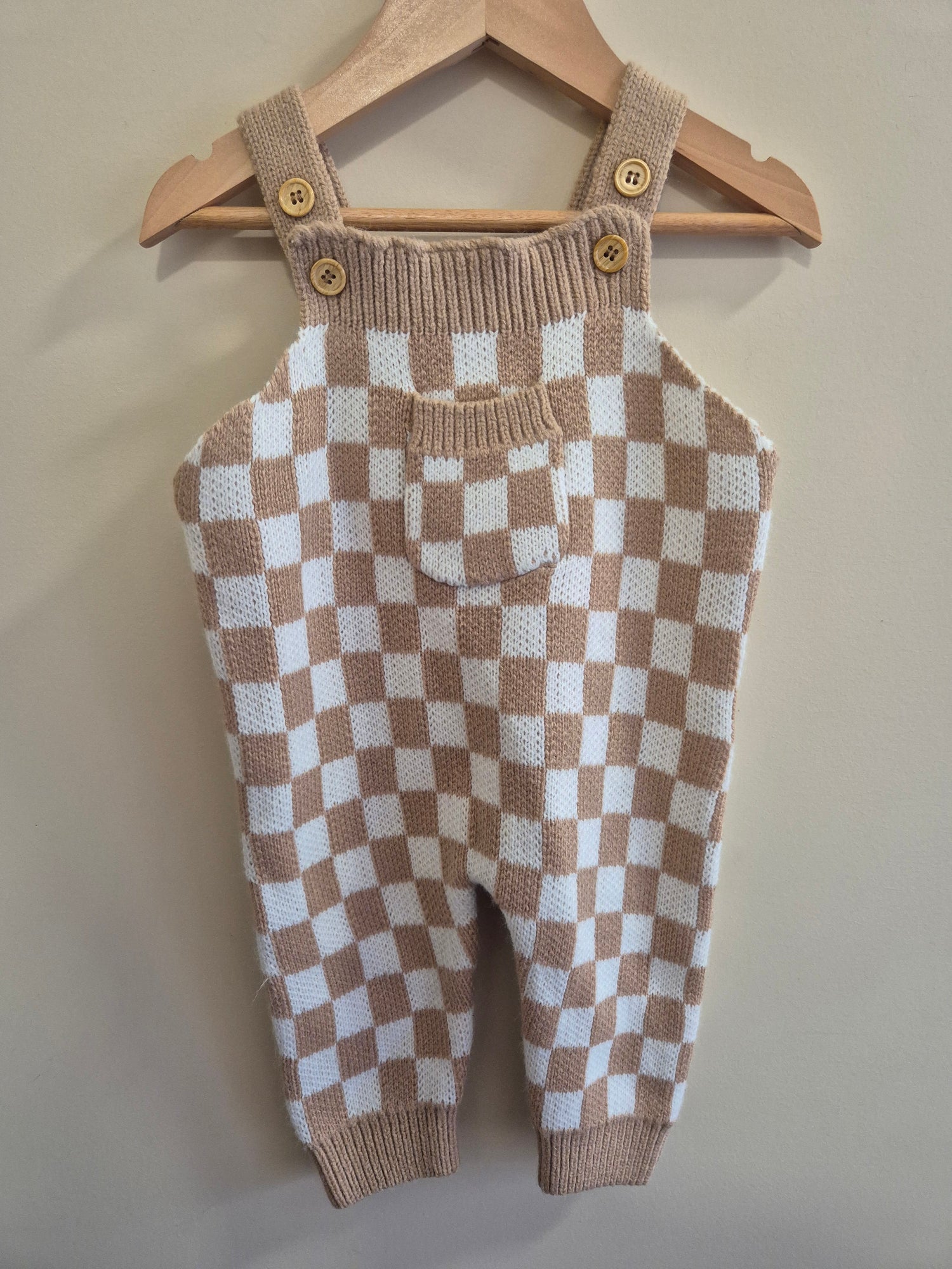 Mini Zali Chequered Knitted Overalls Size 00