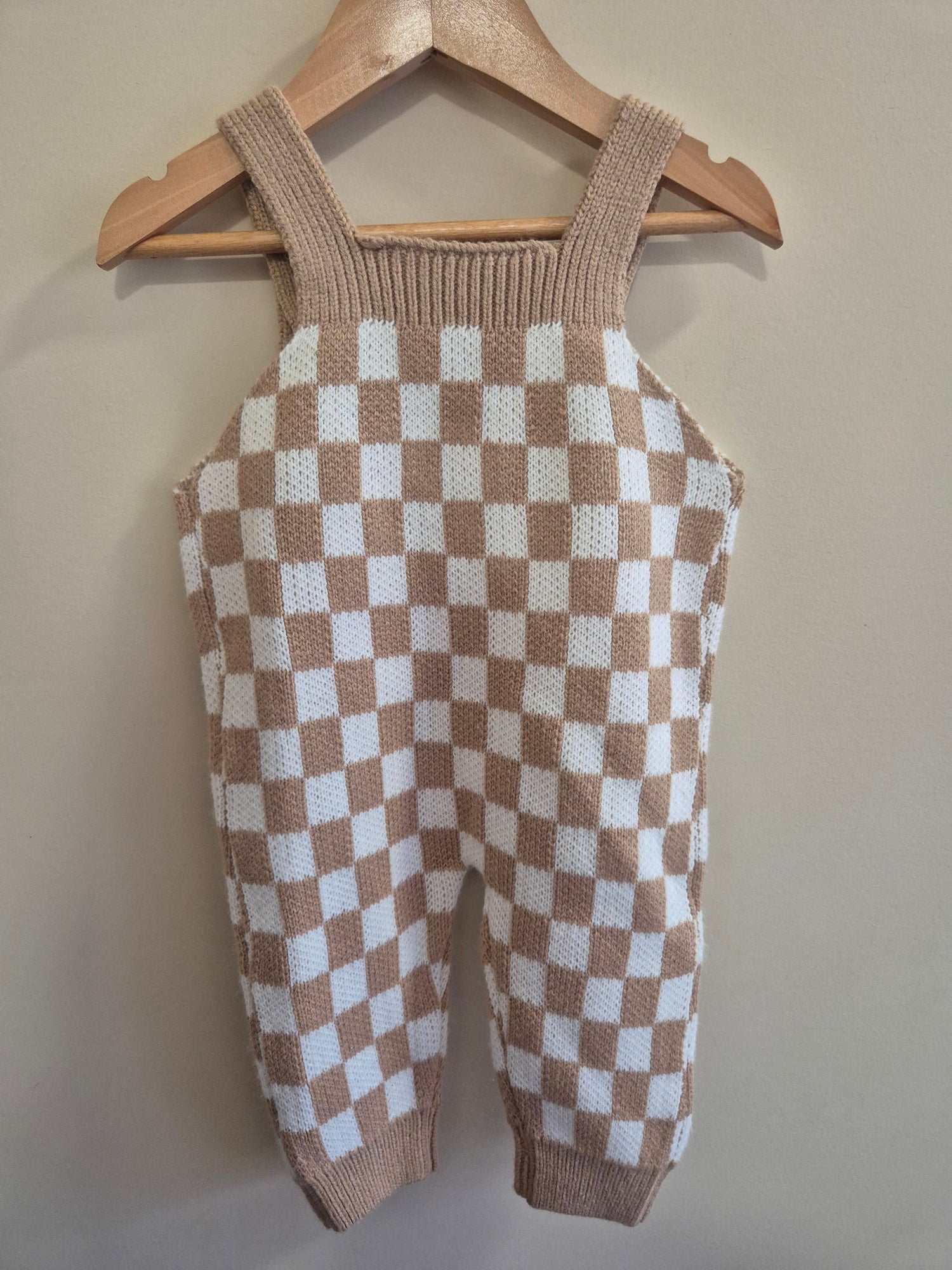 Mini Zali Chequered Knitted Overalls Size 00