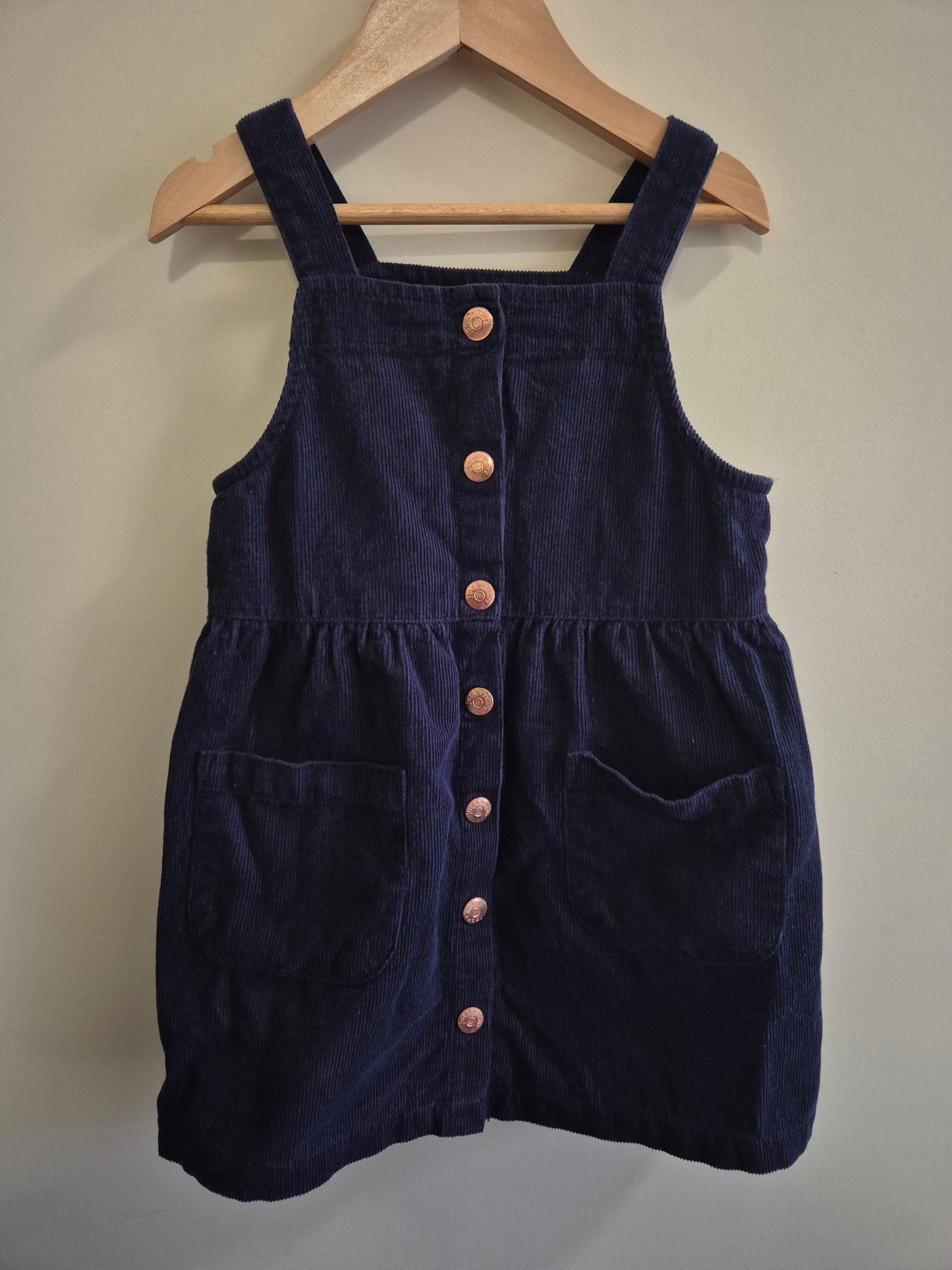 Jack & Milly Navy Corduroy Pinafore Dress Size 4