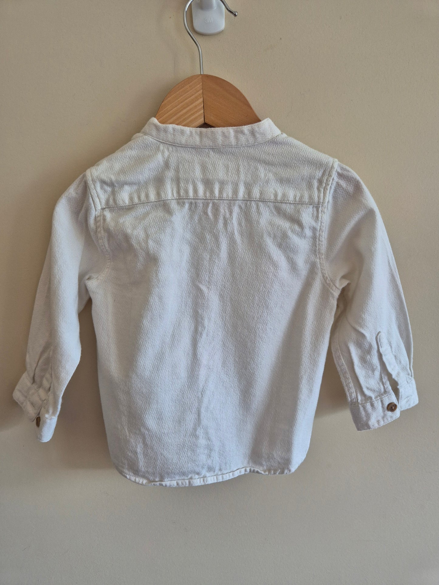 Zara Baby White Linen Long Sleeve Shirt Size 1