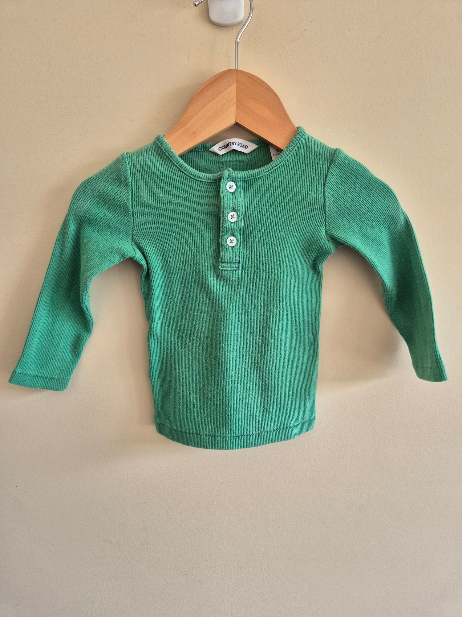 Country Road Green Ribbed Long Sleeve Shirt Size 00