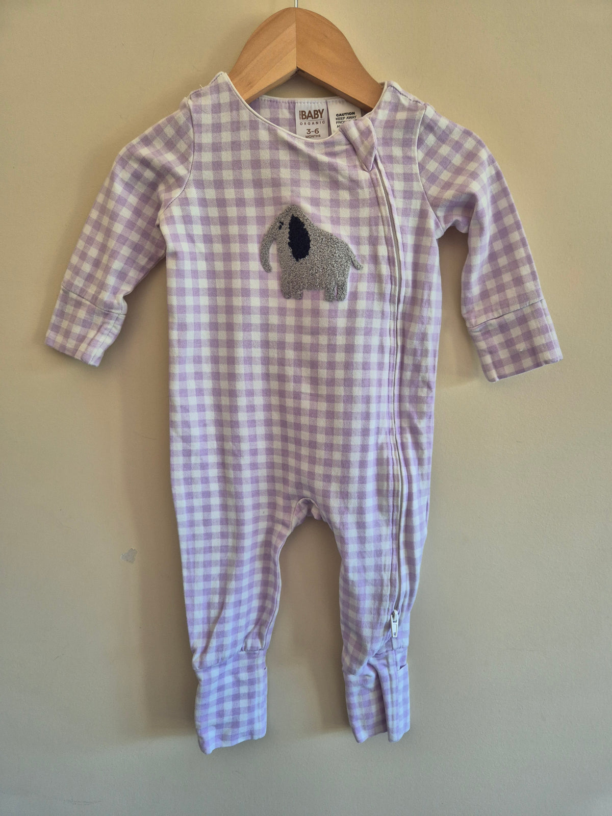 Cotton On Elephant Gingham Onesie Size 00
