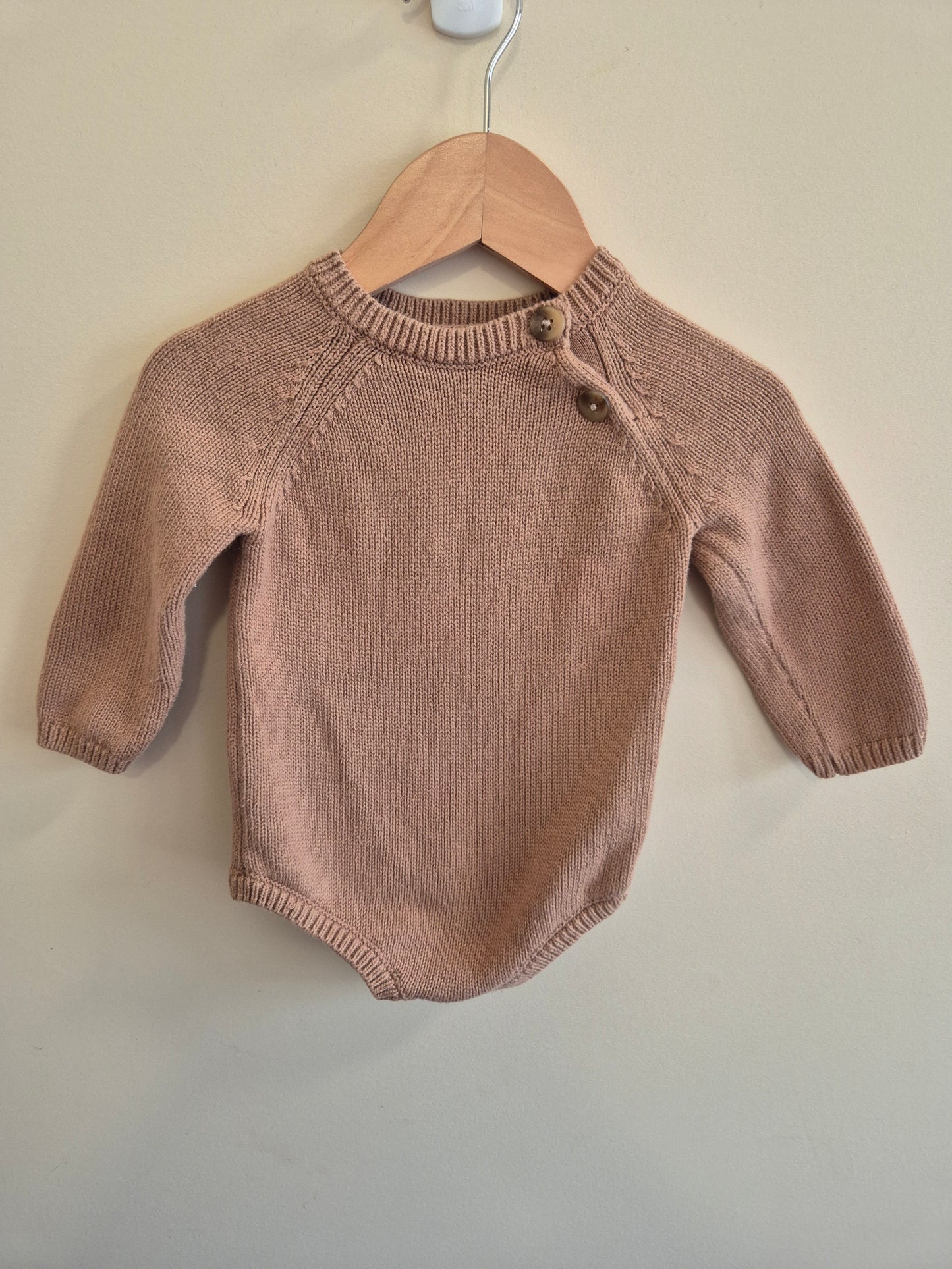 Cotton On Organic Knitted Long Sleeve Bodysuit Size 00