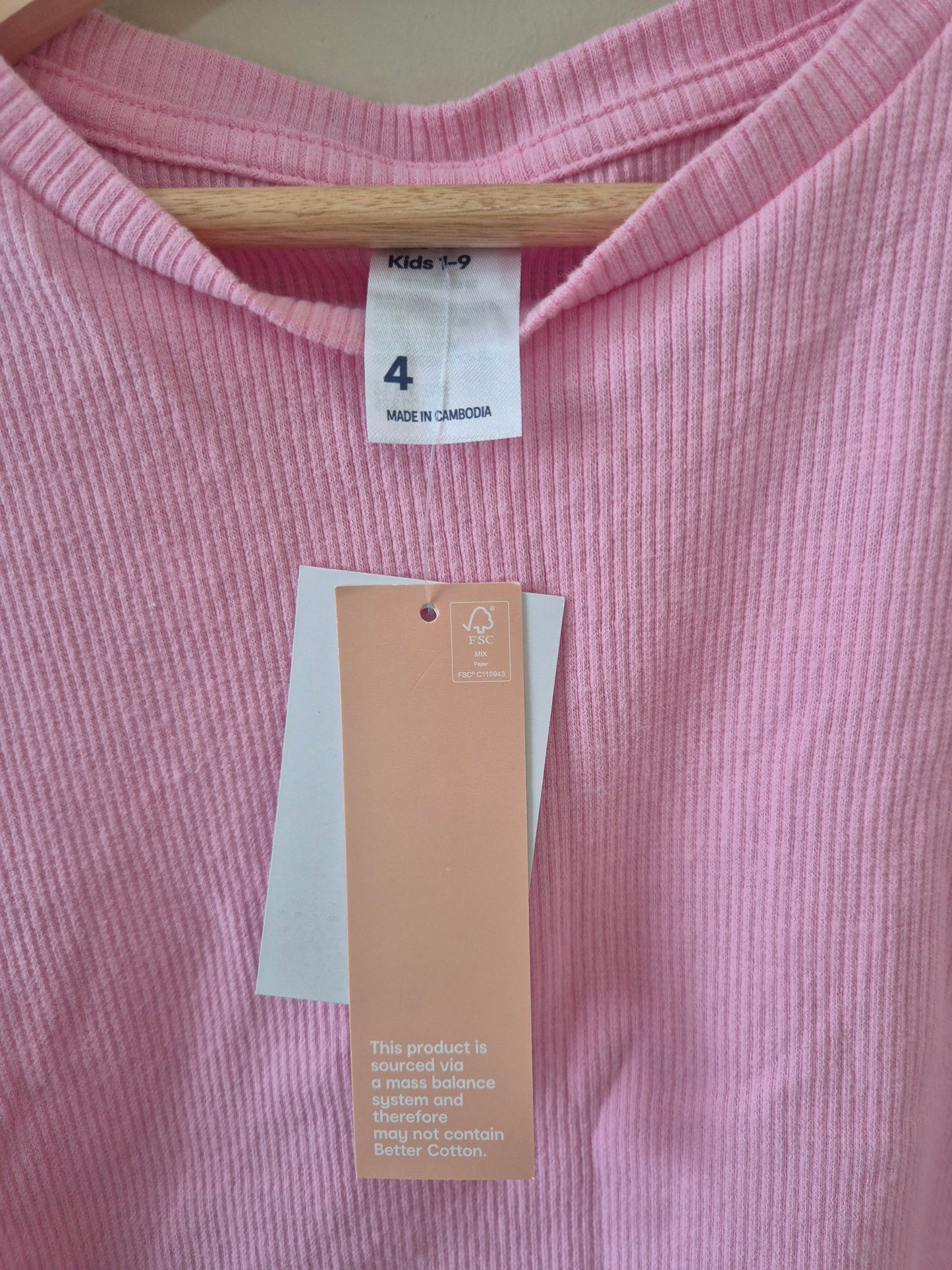 BNWT Pink Ribbed Matching Set - Size 4