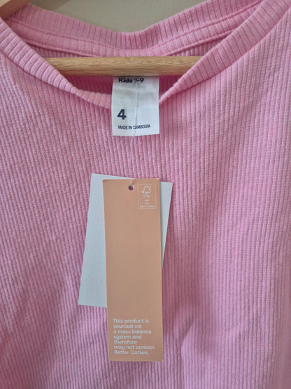 BNWT Pink Ribbed Matching Set - Size 4