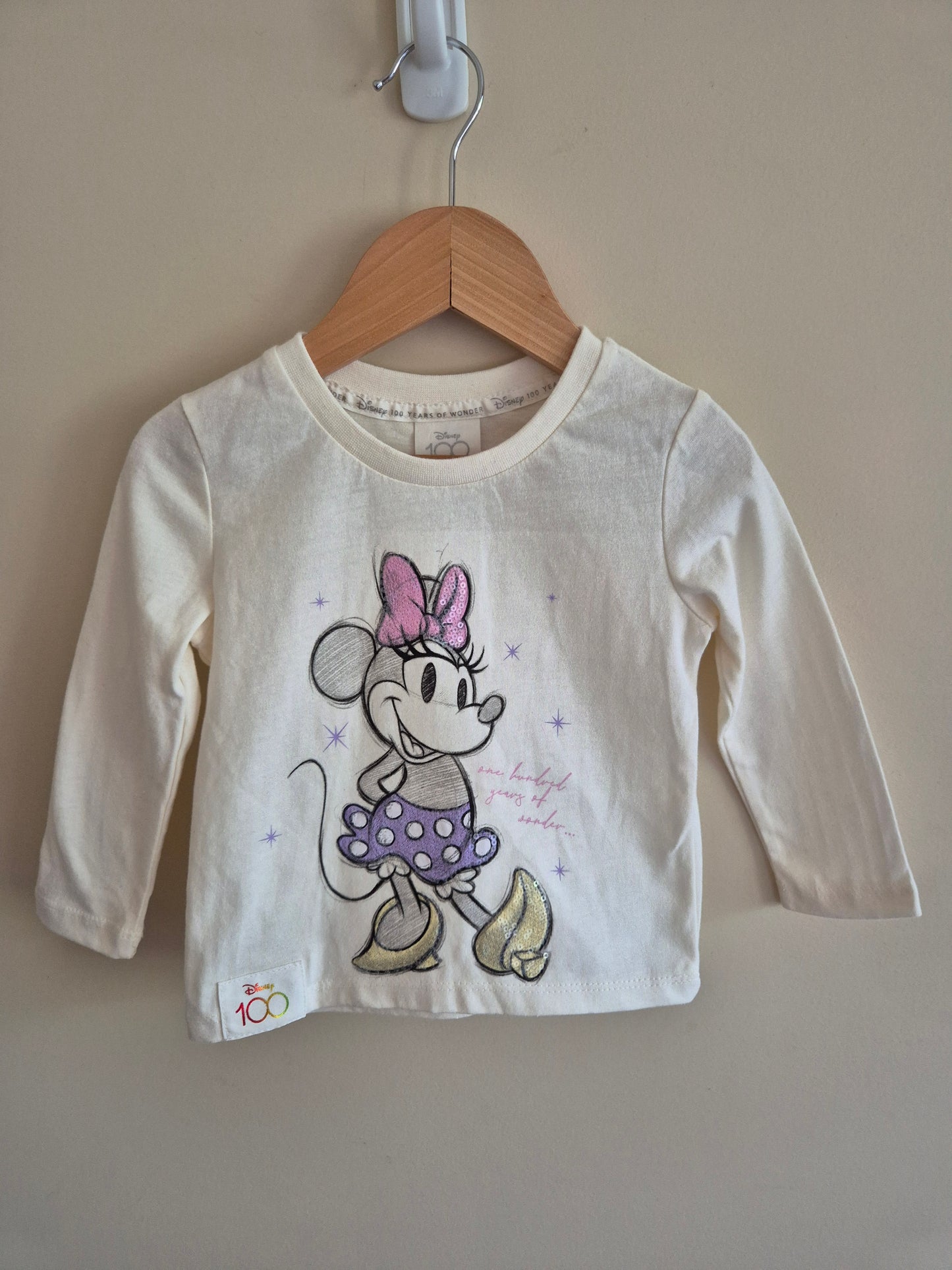 Minnie Mouse 100 Year Celebrations Long Sleeve Shirt Size 1