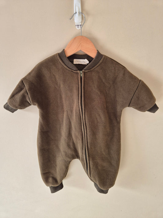 Cinnamon Baby Olive Green Fleeced Onesie Size 000