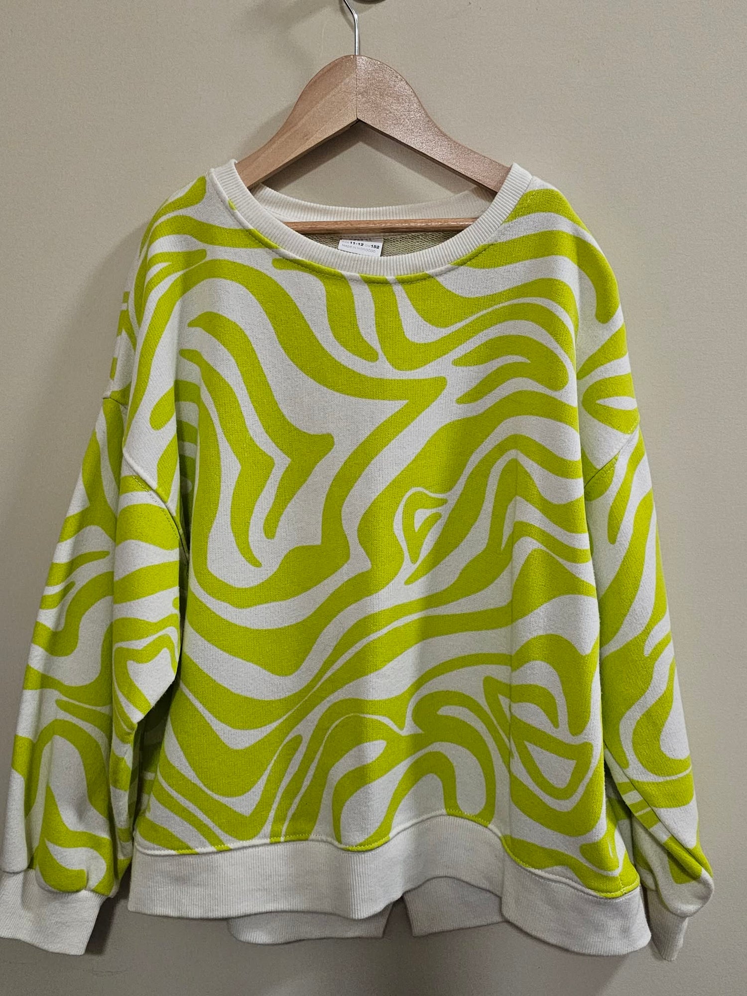 Zara Wavy Green Print Long Sleeve Shirt Size 11-12