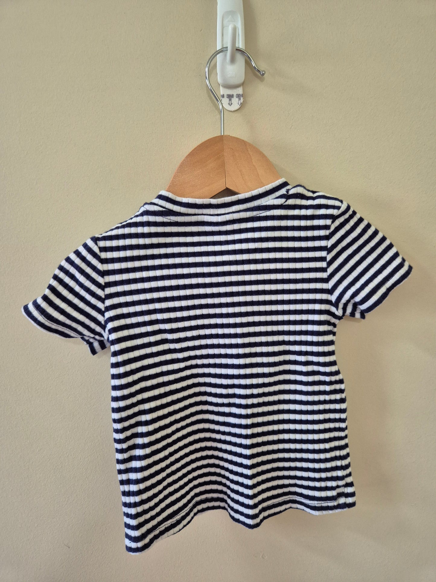 Dymples Navy Striped Ribbed Shirt Size 0