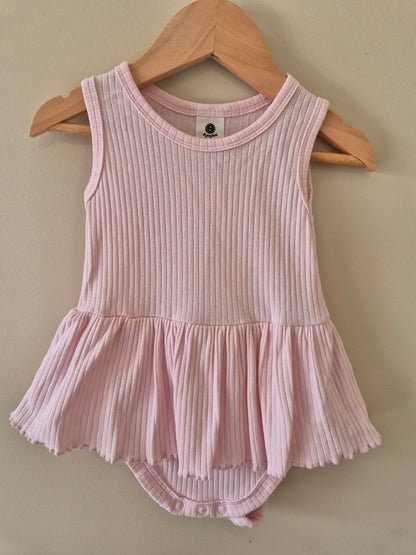Dymples Pink Ribbed Singlet Bodysuit Dress Size 1