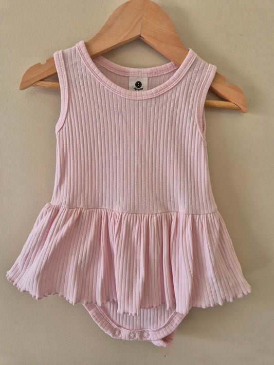 Dymples Pink Ribbed Singlet Bodysuit Dress Size 1