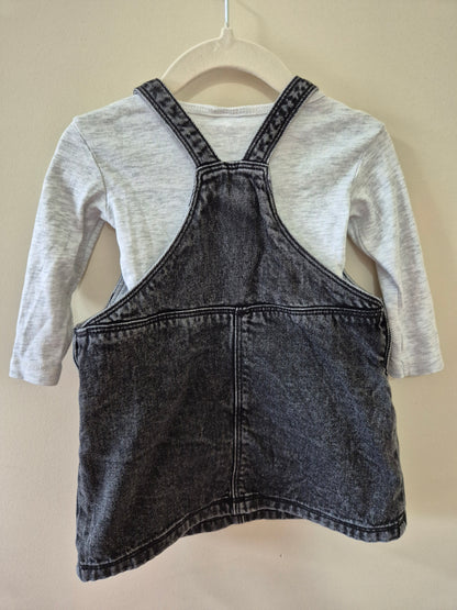 Floral Washed Denim Dress with Bonus Bodysuit - Size 0