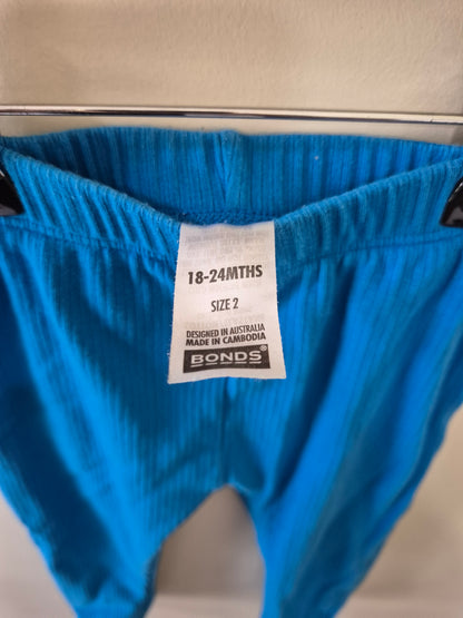 Bonds Blue Ribbed Size 2 Outfit Set