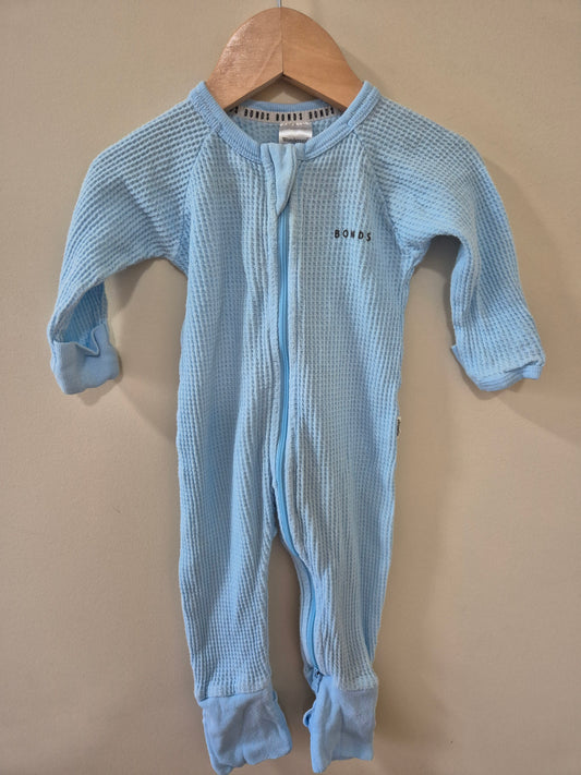 Bonds Blue Waffle Onesie Size 00