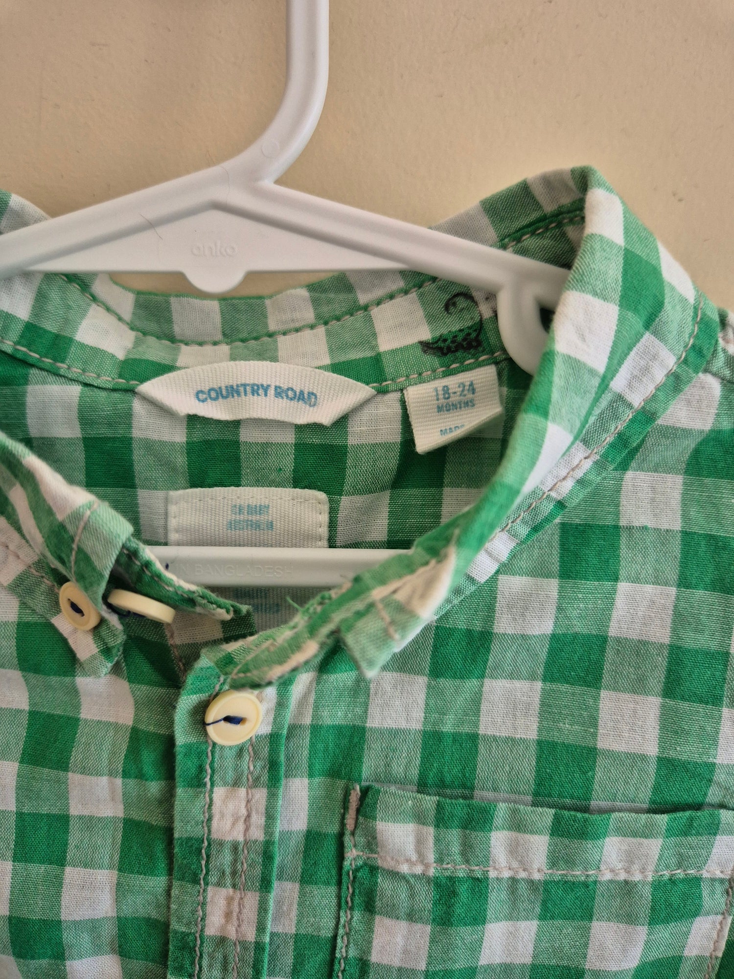 Country Road Plaid Green Button Up Shirt Size 2