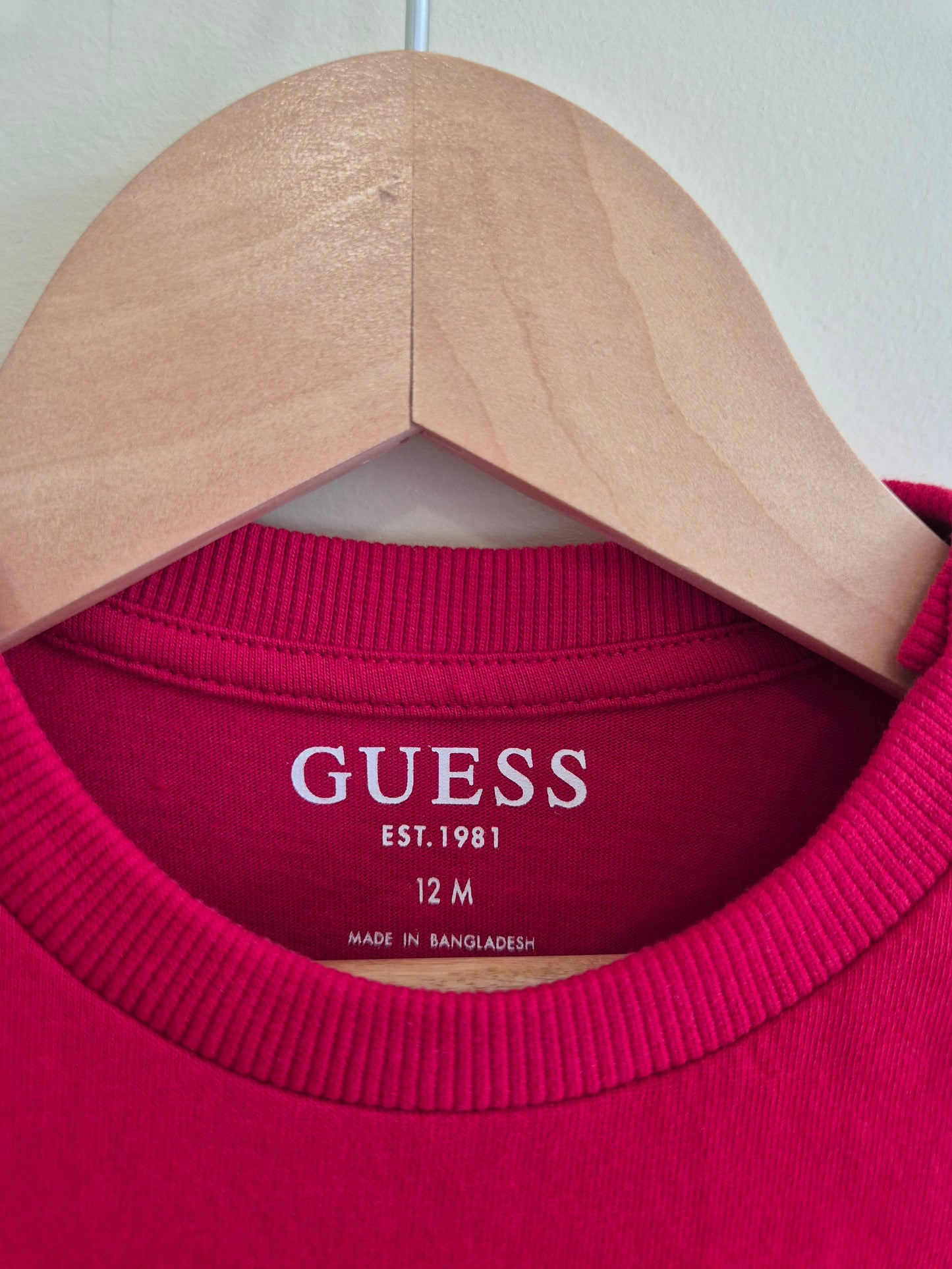 BNWT GUESS Red Logo Long Sleeve Shirt Size 12 months