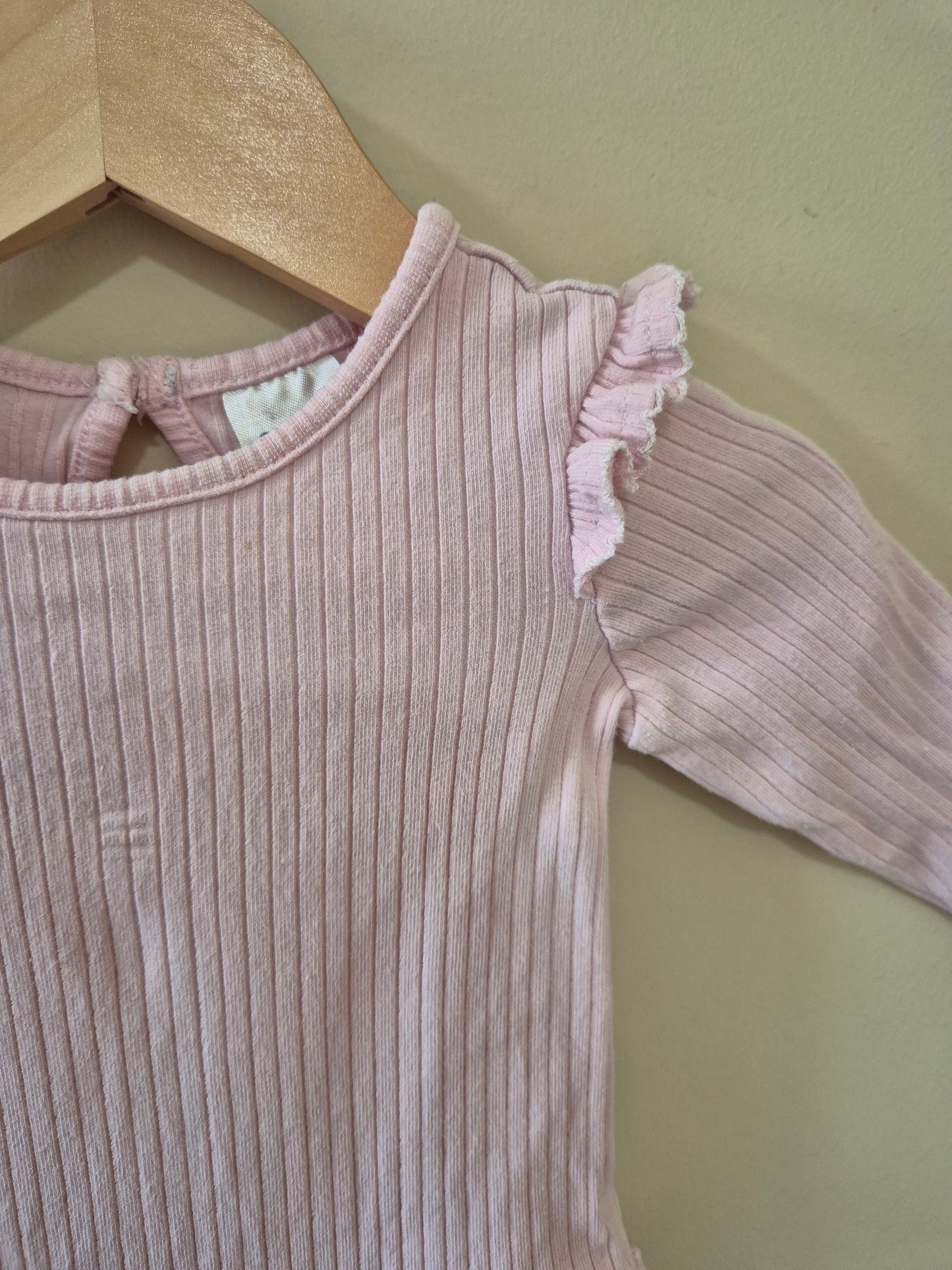 Ribbed Frill Long Sleeve Bodysuit - 000