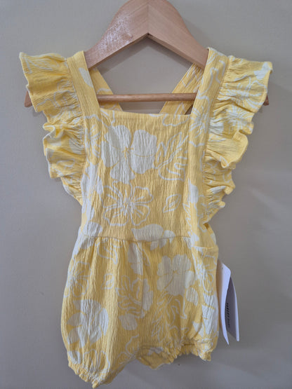 Yellow Floral Romper - Size 1