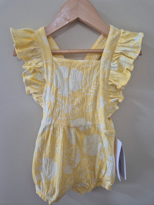 Yellow Floral Romper - Size 1