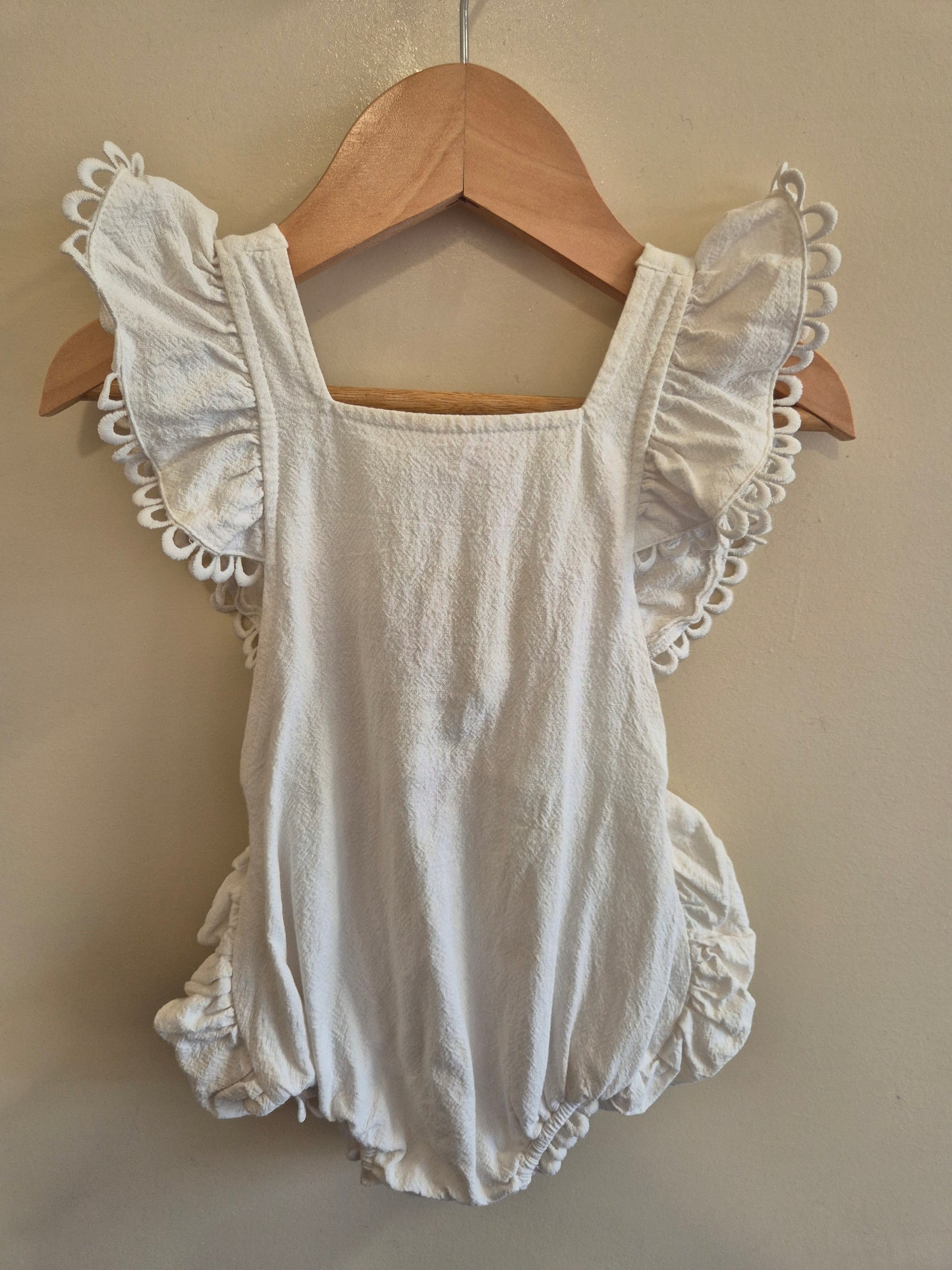 Gem Look White Frill Romper Size 0