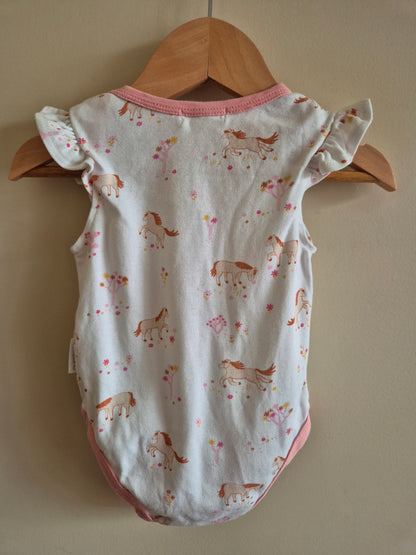 Purebaby Pony Frill Bodysuit Size 00