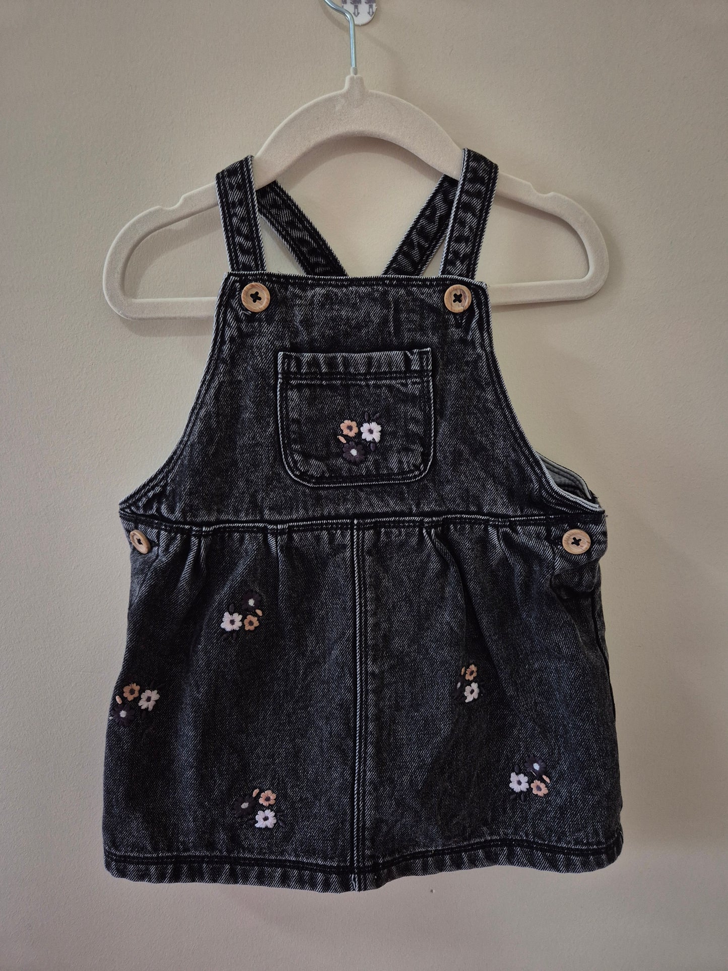 Floral Washed Denim Dress with Bonus Bodysuit - Size 0