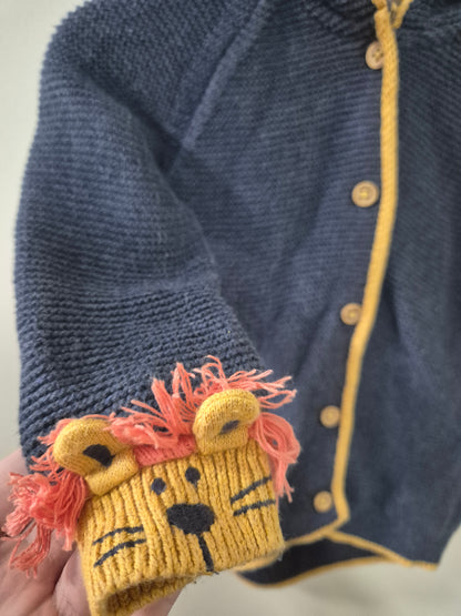 Jack & Milly Knitted Lion Cardigan Size 0