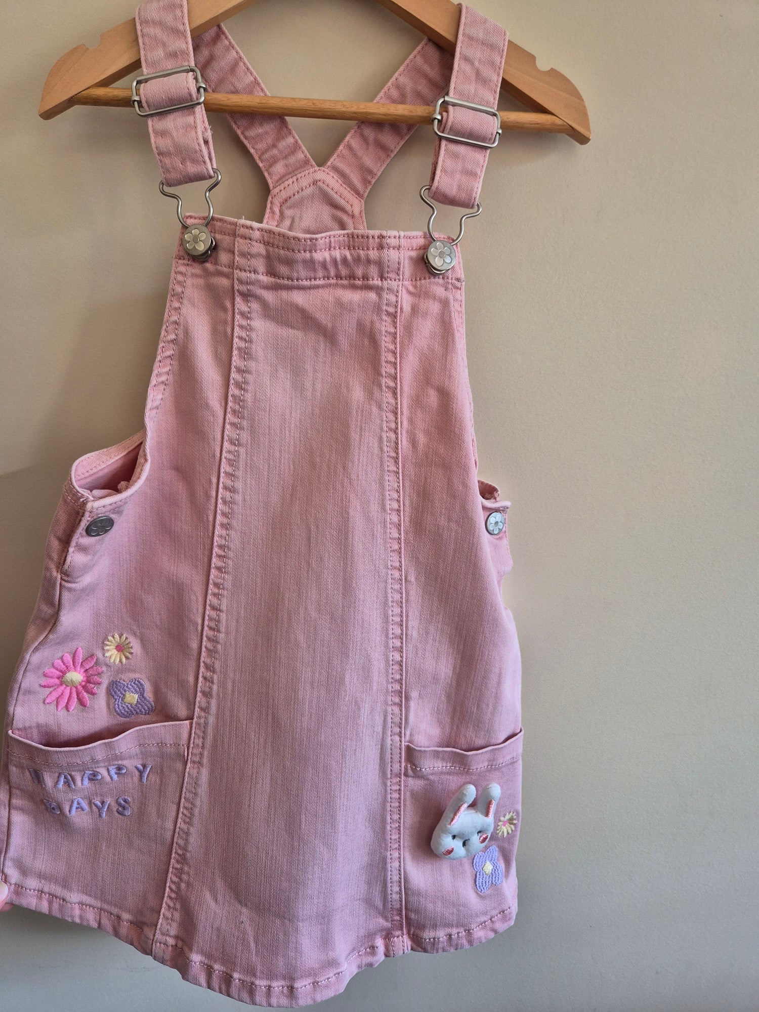 George Pink Pinafore Overalls "Happy Days" Size 5-6