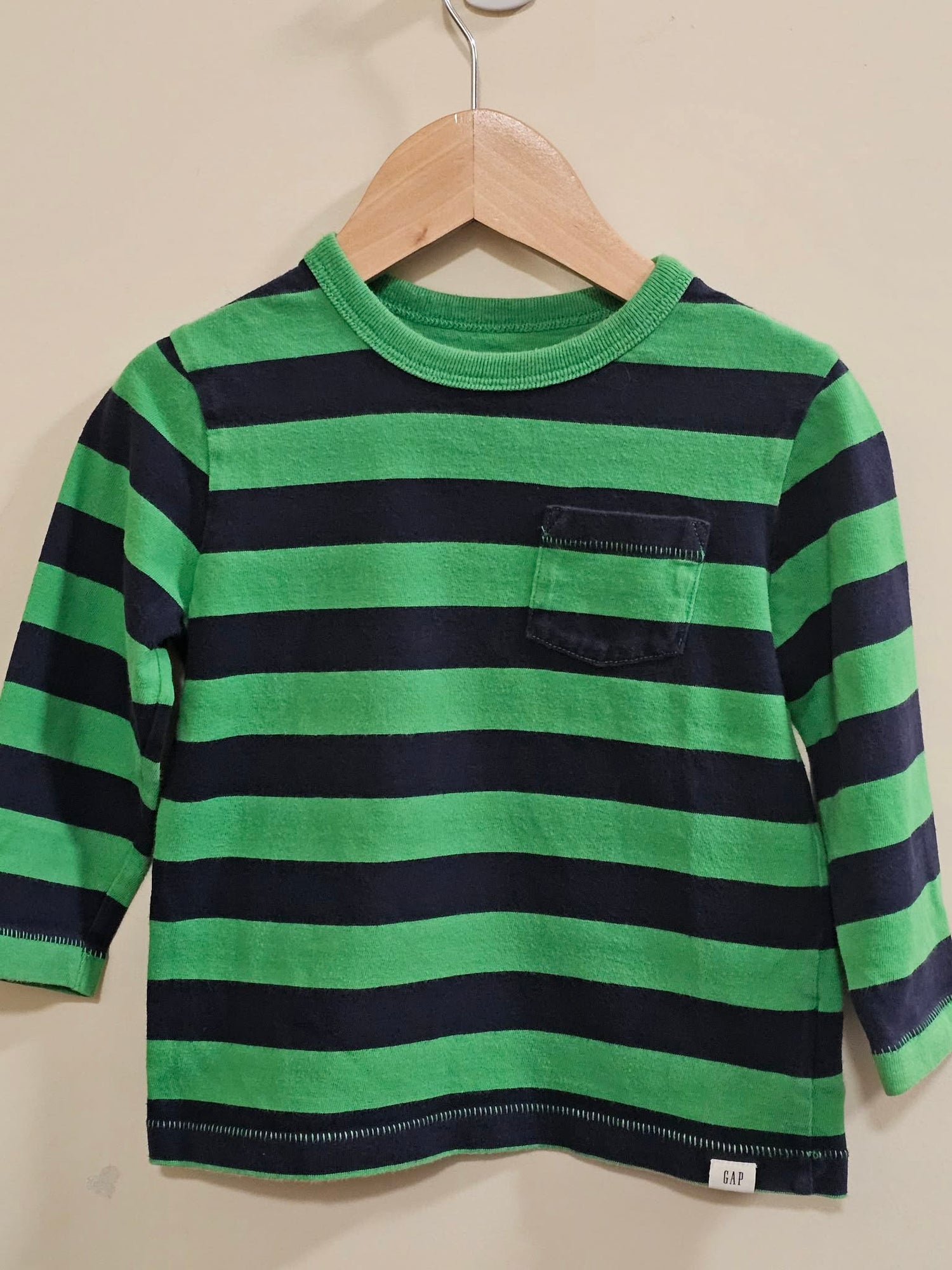 Baby Gap Green & Black Striped Long Sleeve Size 2