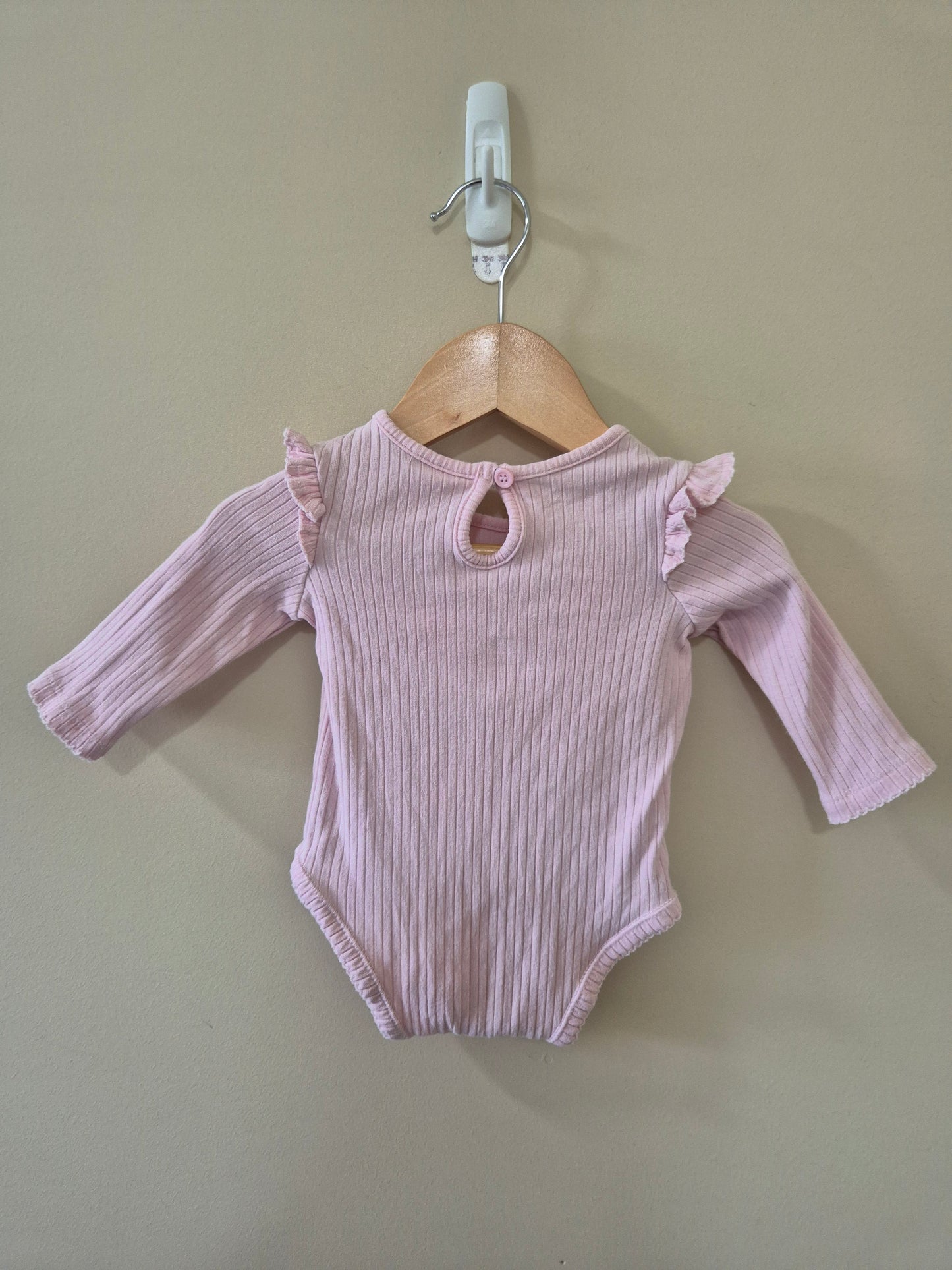 Ribbed Frill Long Sleeve Bodysuit - 000