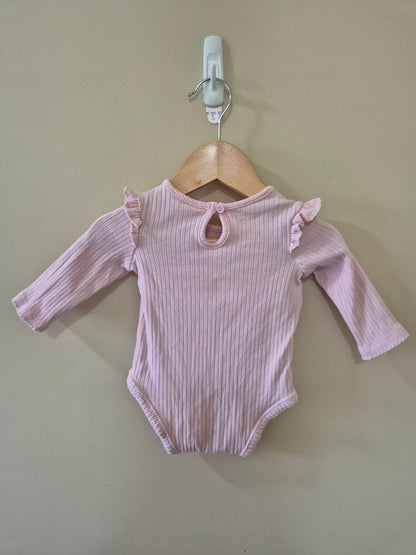 Ribbed Frill Long Sleeve Bodysuit - 000