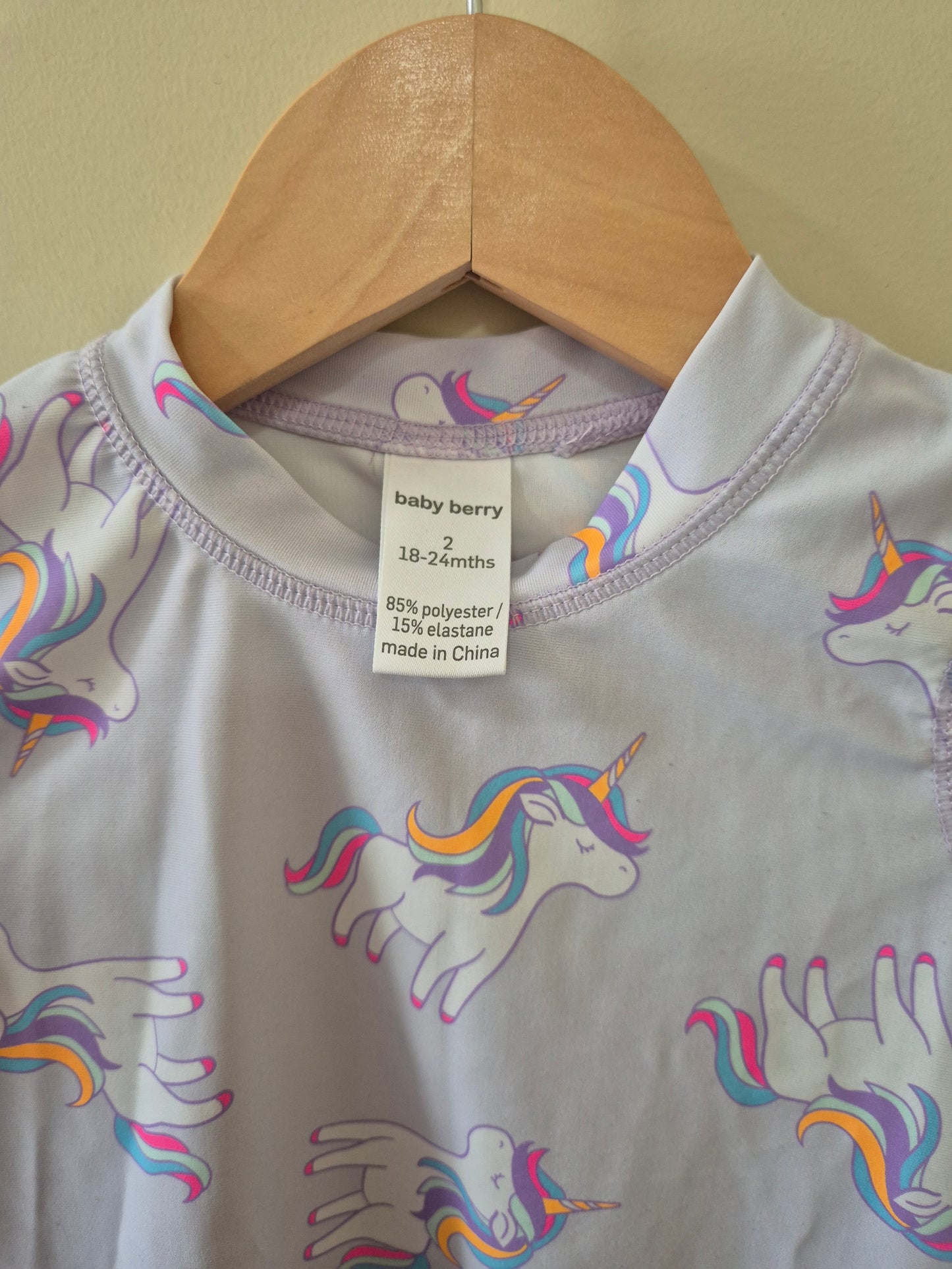Baby Berry Unicorn Swimwear Top Size 2