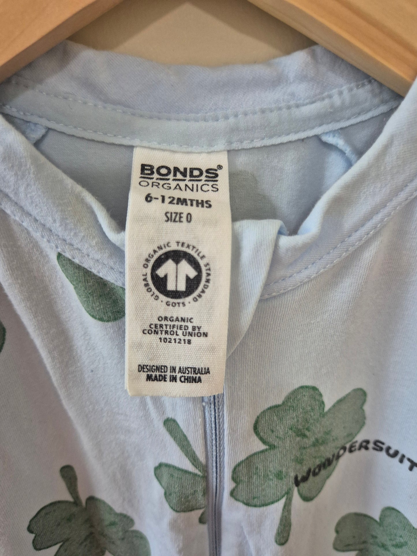 Lucky Clover Bonds Onesie Size 6-12months