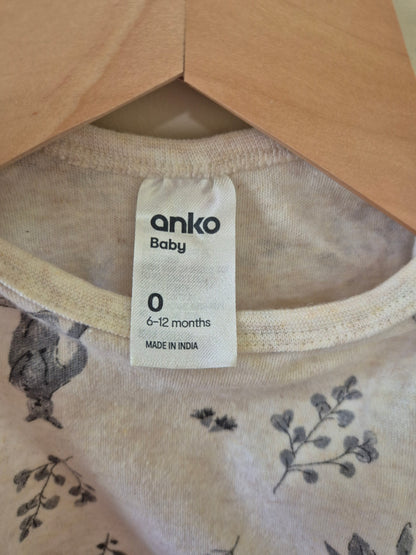 Anko Organic Kangaroo Singlet Bodysuit Size 0