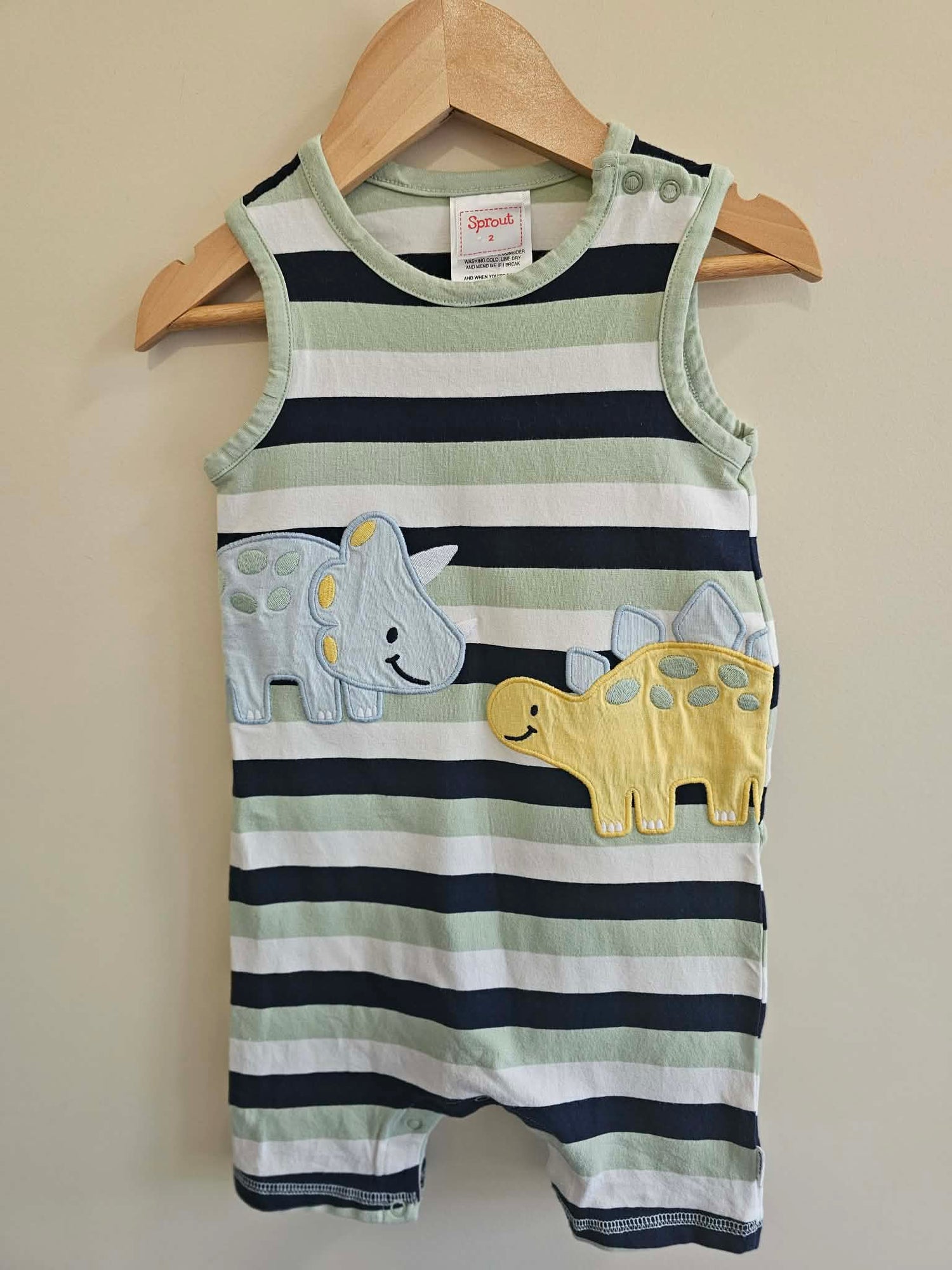 Sprout Dinosaur Striped Romper Size 2