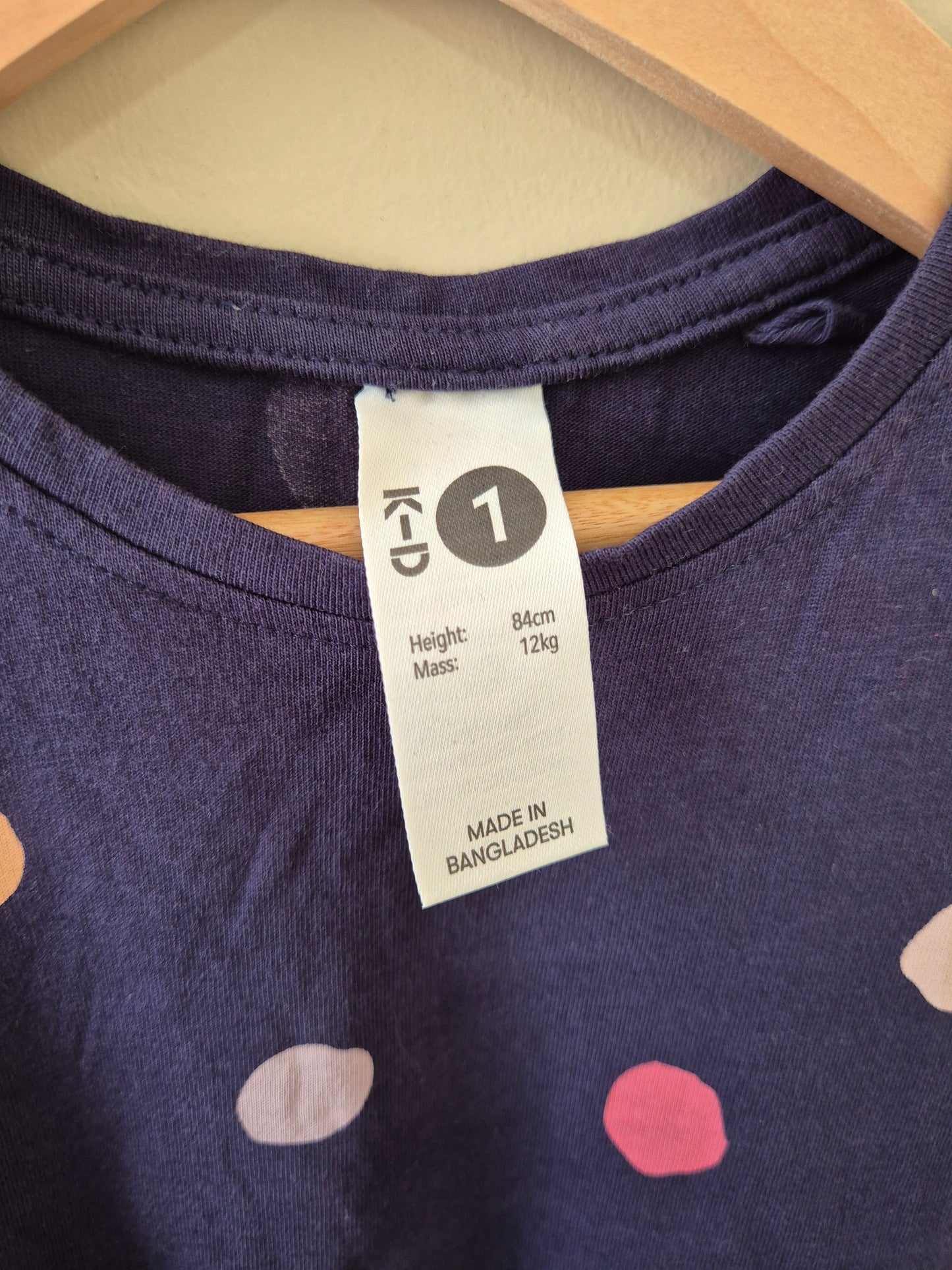 K-D T-shirt Poka Dot Dress Size 1