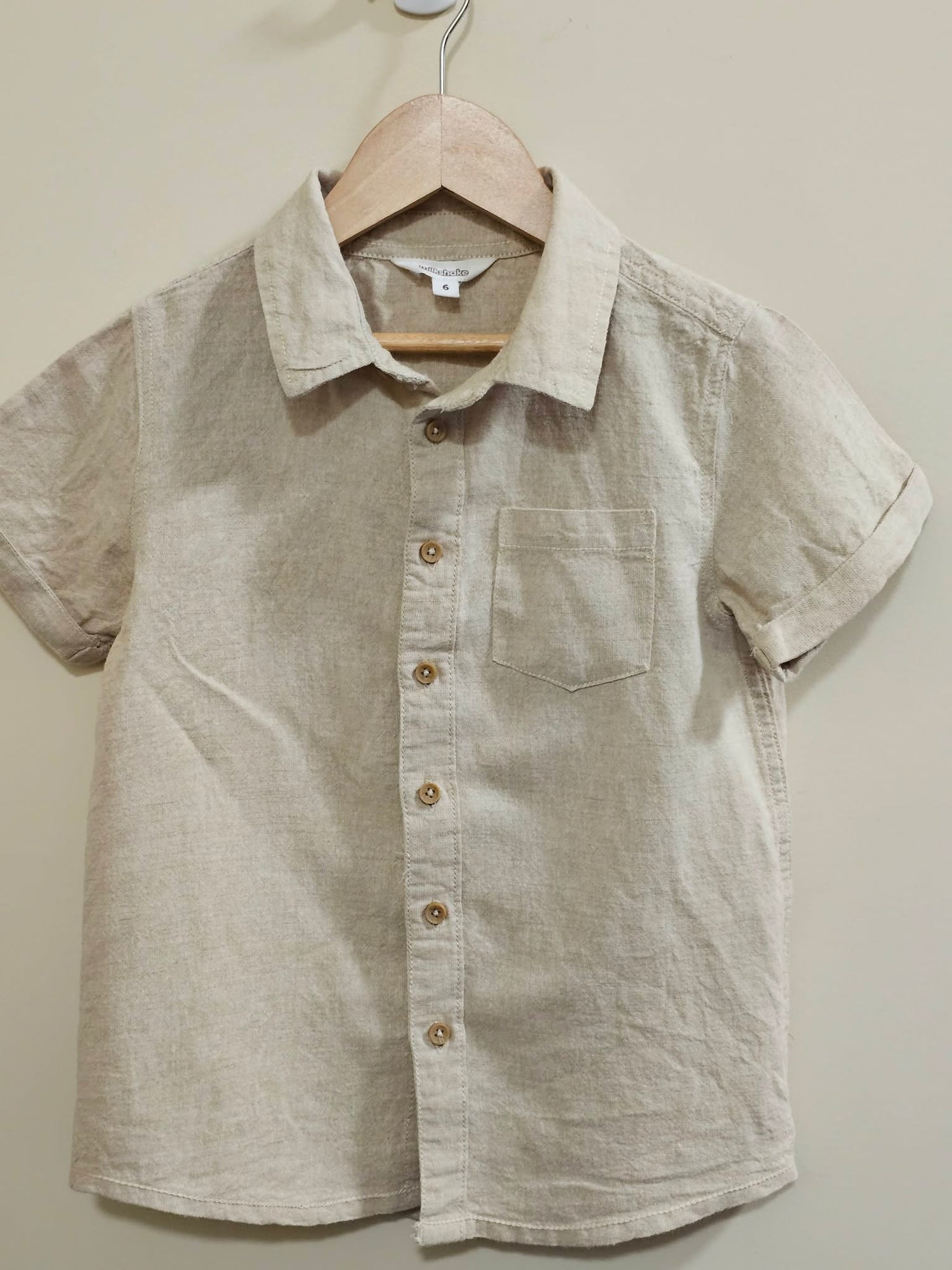 Milkshake Linen Button Up Shirt Size 6
