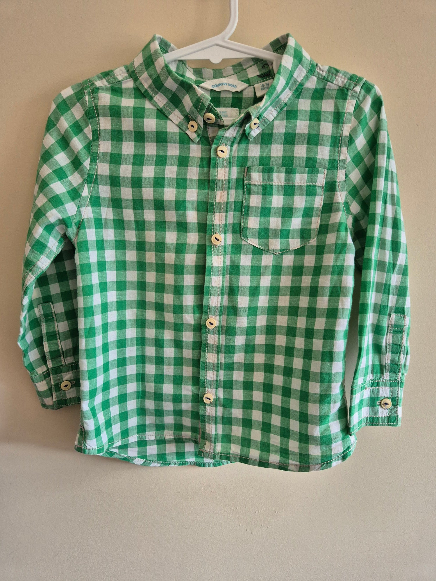 Country Road Plaid Green Button Up Shirt Size 2
