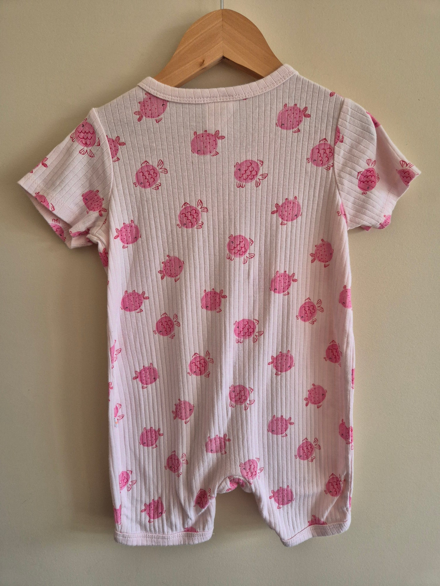 Sprout Pink Fish Romper Size 2