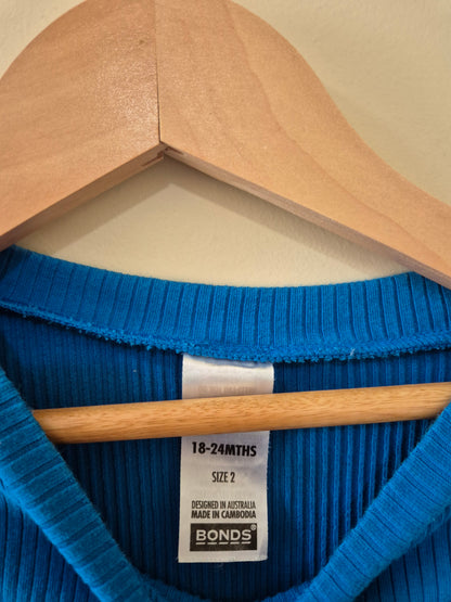 Bonds Blue Ribbed Size 2 Outfit Set