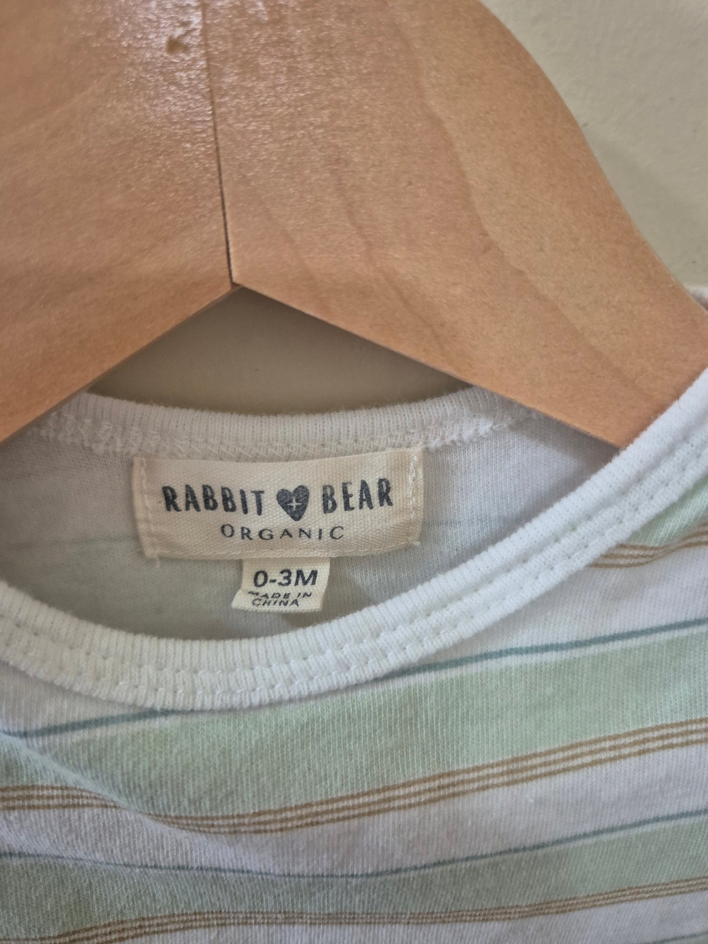 Rabbit + Bear Organic Striped Bodysuit Size 000