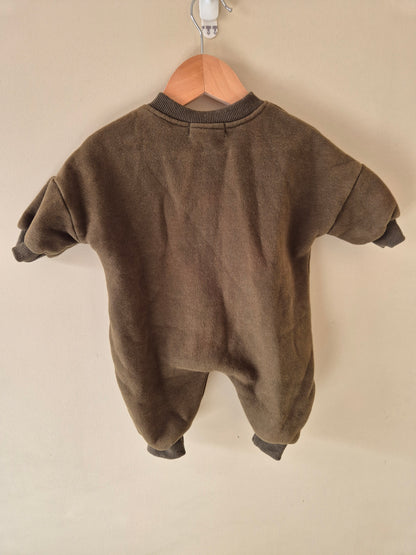 Cinnamon Baby Olive Green Fleeced Onesie Size 000