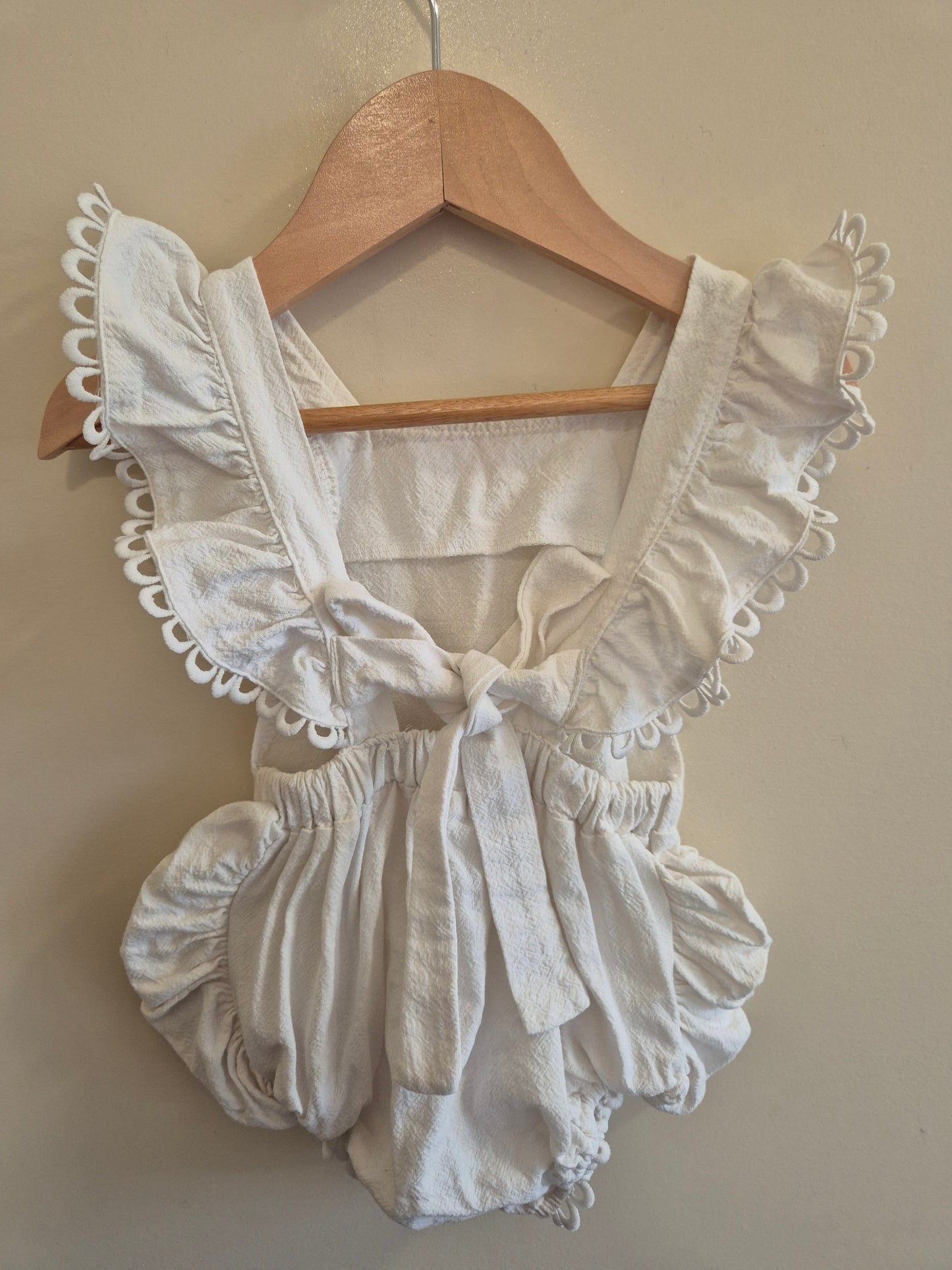 Gem Look White Frill Romper Size 0