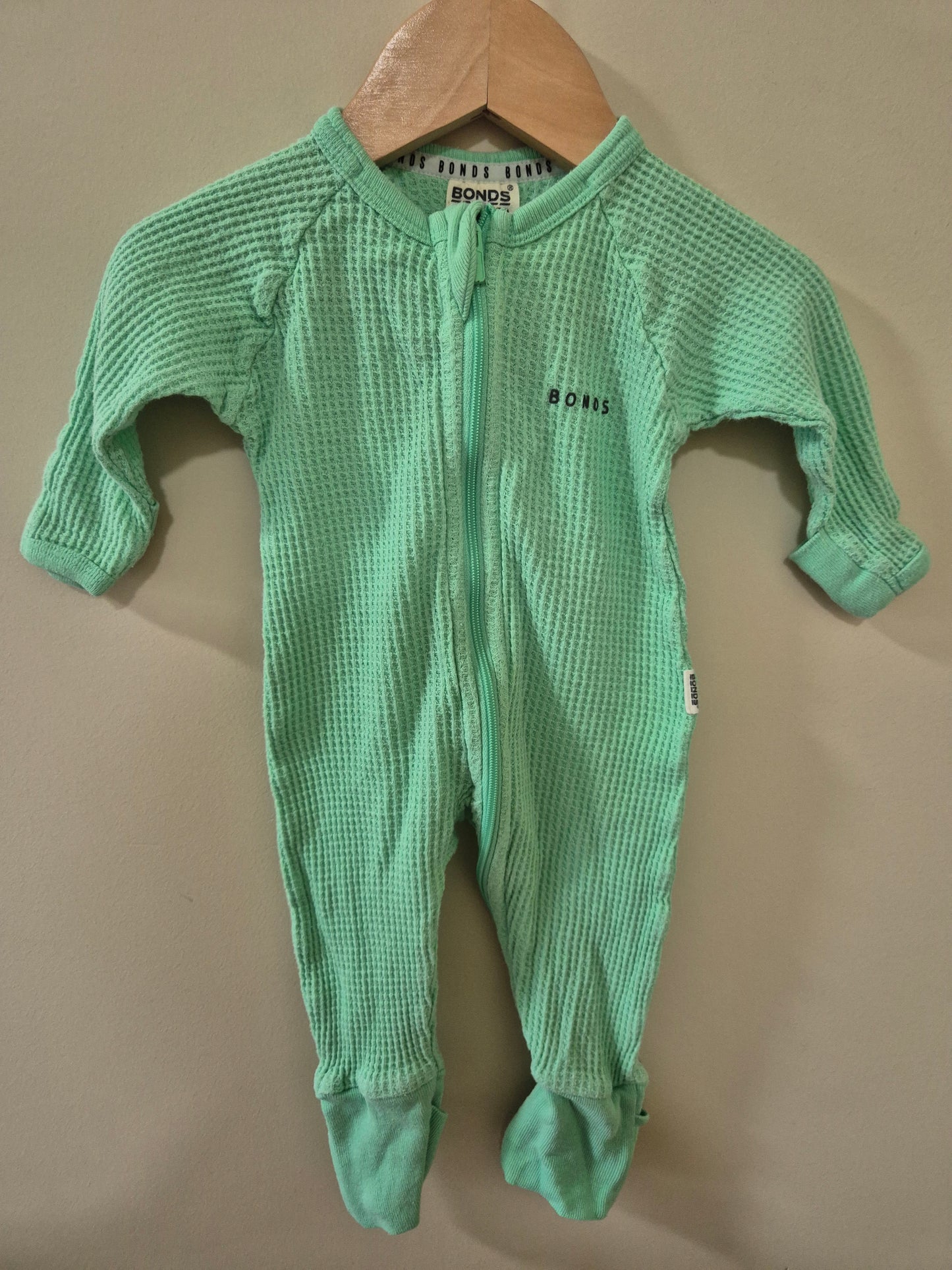 Bonds Teal Waffle Onesie Size 000