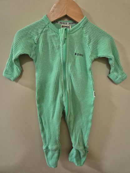 Bonds Teal Waffle Onesie Size 000
