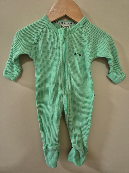 Bonds Teal Waffle Onesie Size 000