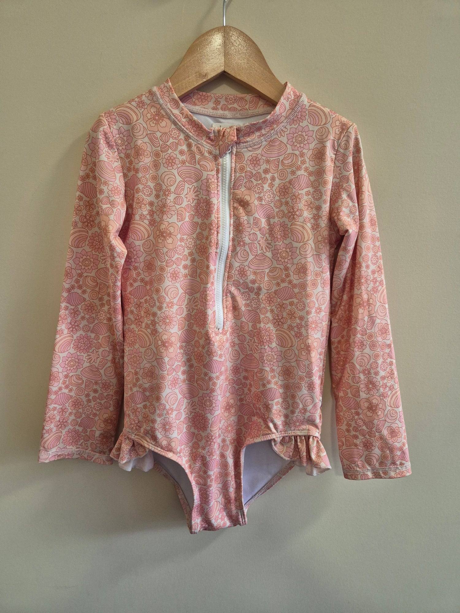 India & Grace Ruffle Full Piece Swimsuit Retro Seashell Size 8