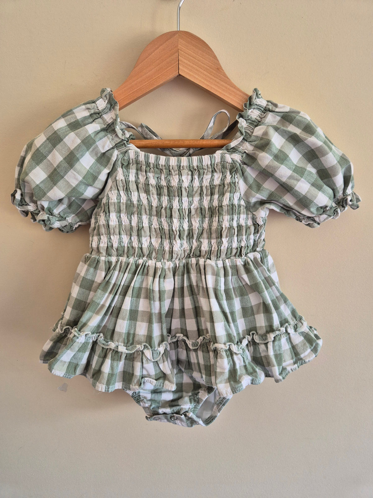 Arabella & Rose Green Gingham Bodysuit Dress Size 2