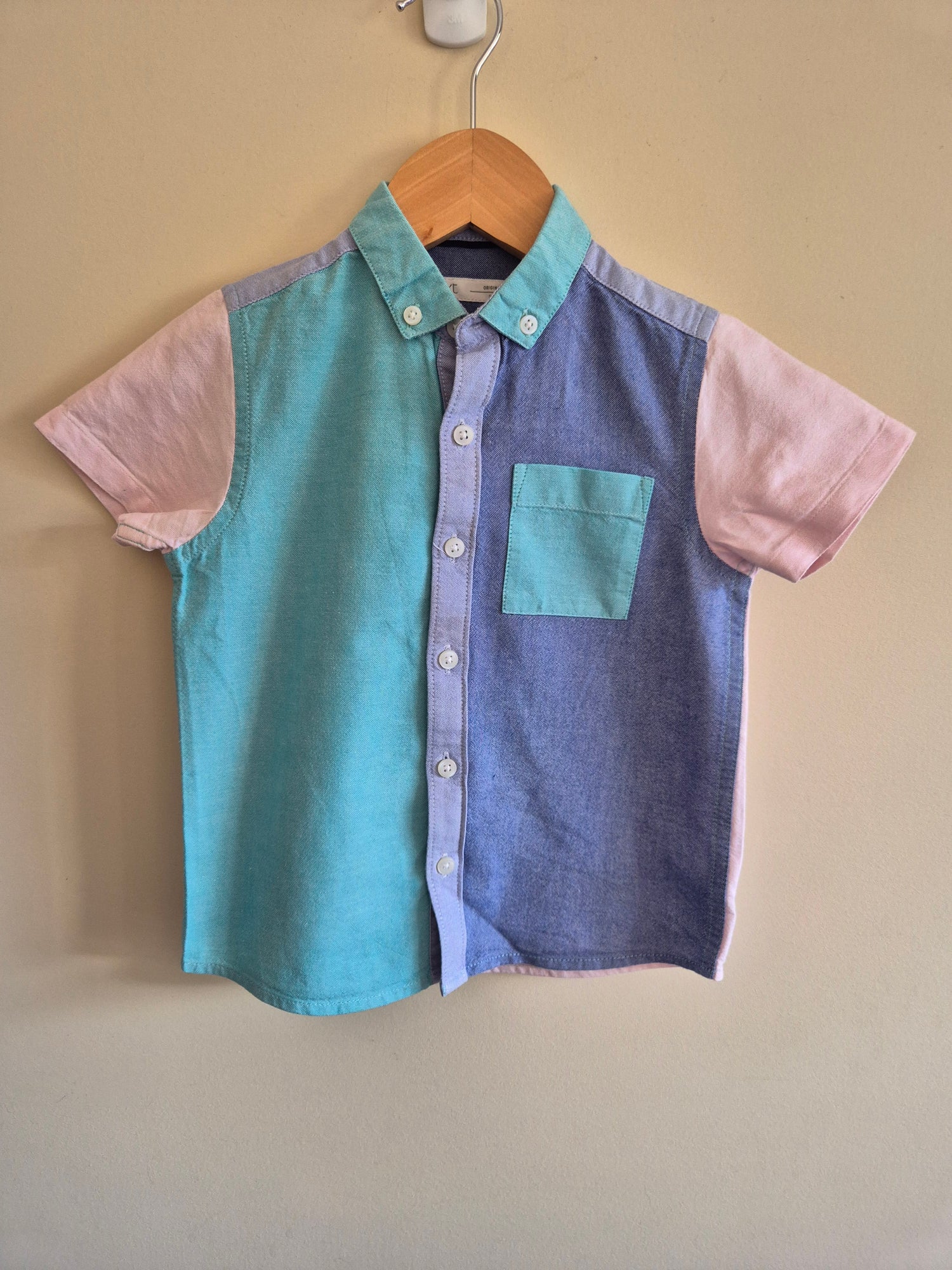 Next Colour Block Button Up Shirt Size 2-3
