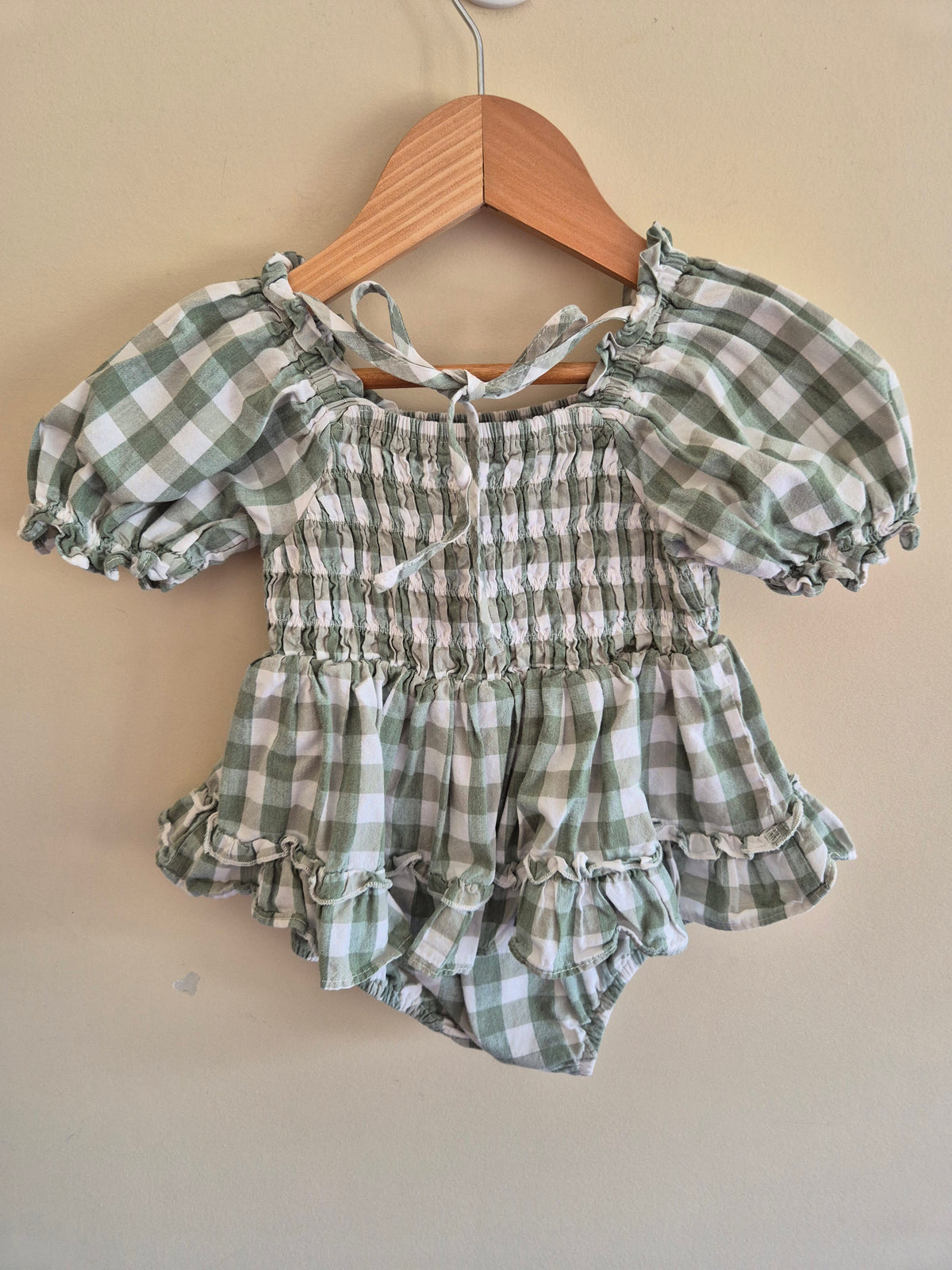 Arabella & Rose Green Gingham Bodysuit Dress Size 2